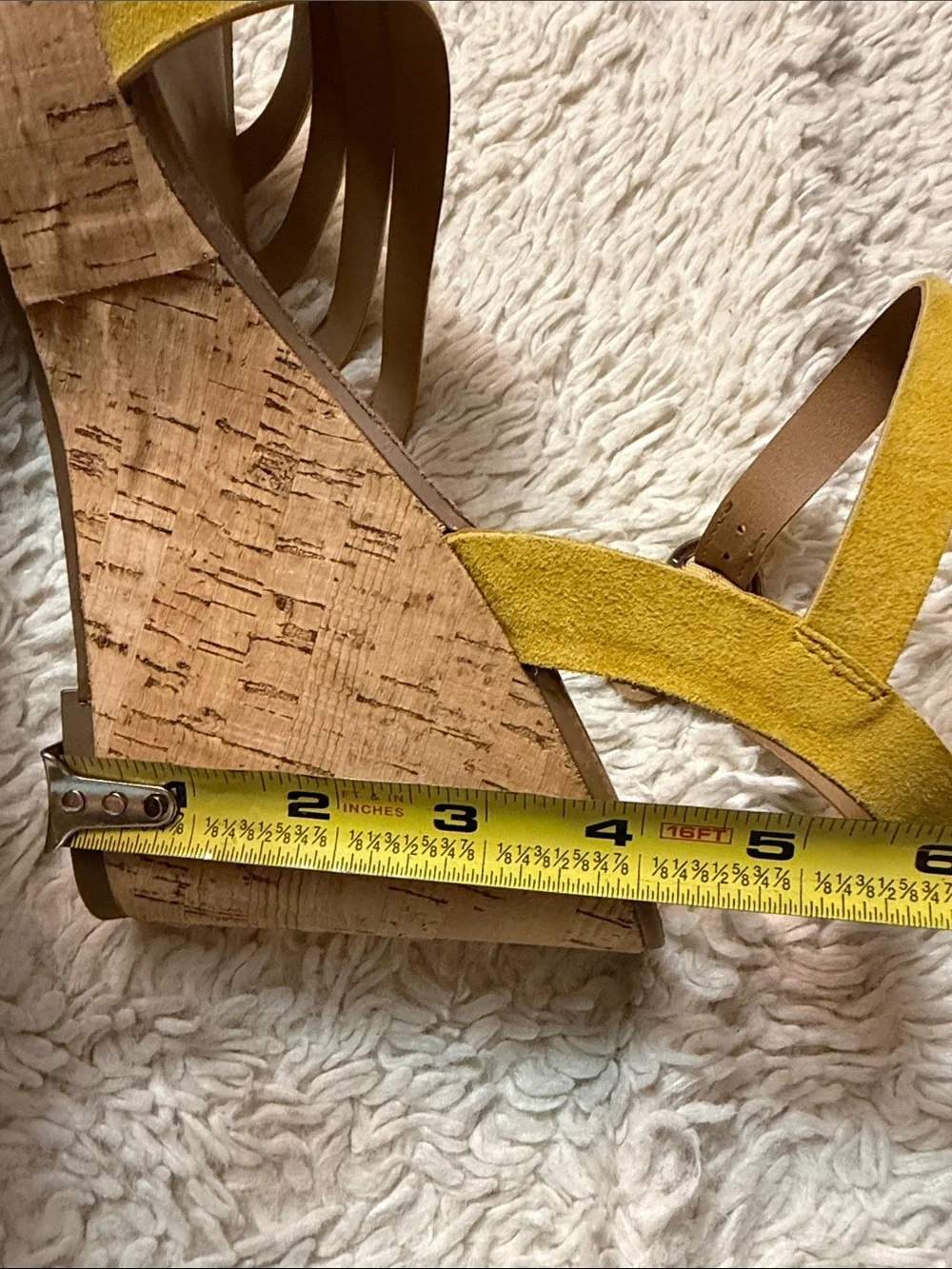 Franco Sarto Mustard Yellow Wedge Sandals with Ankle Strap size 9M
